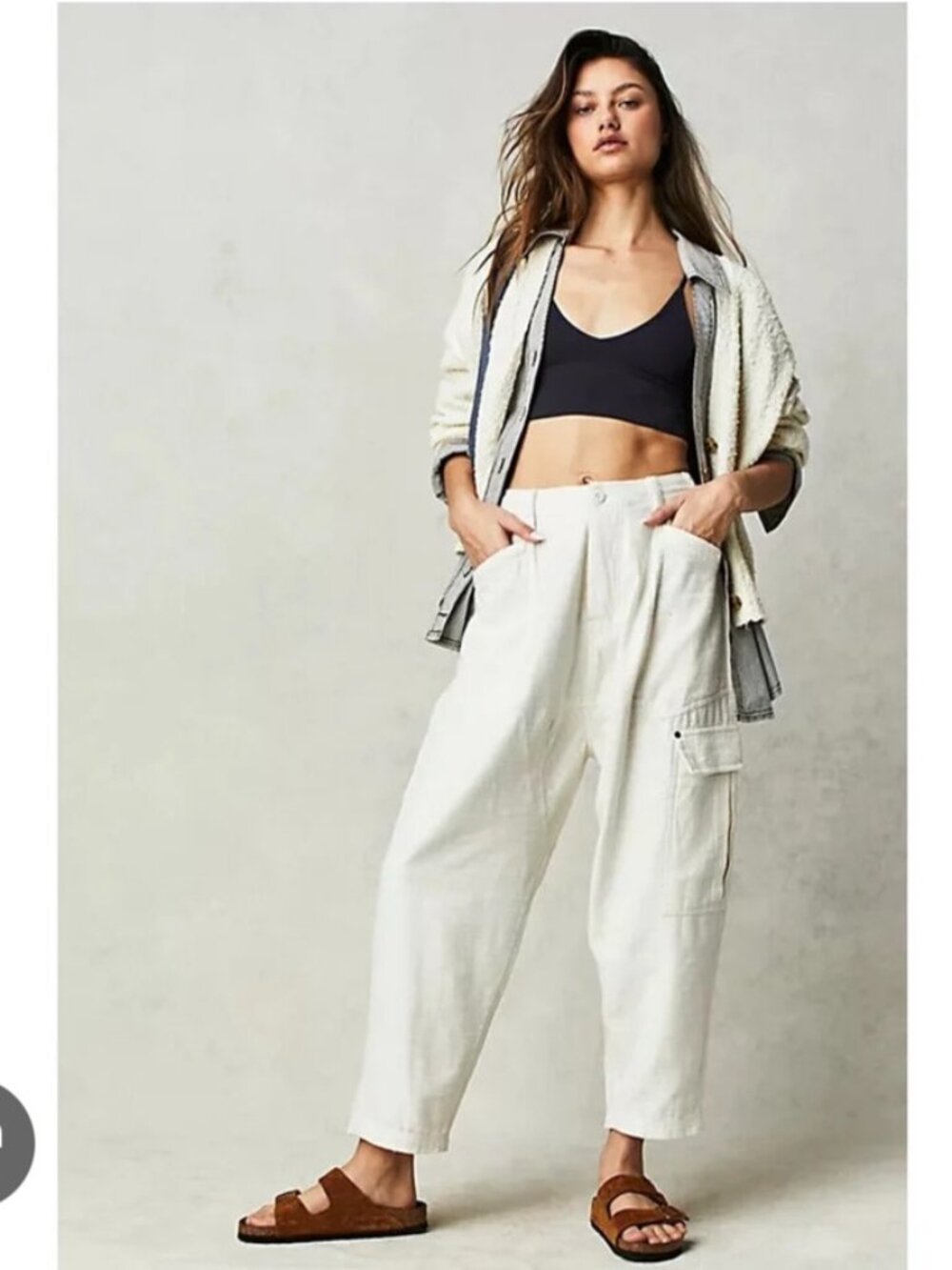 NWT Free People Women's Cream Cargo Cotton Pants. Bay to breaker Pants